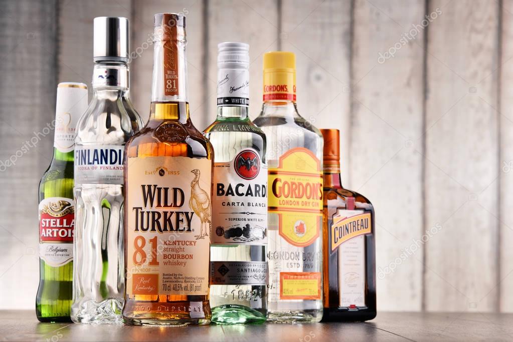 POZNAN, POLAND - MAY 17, 2017: Worldwide some 2 billion people use alcohol, one of the most widely used recreational drugs on earth, with yearly consumption of over 6 liters of pure alcohol per person
