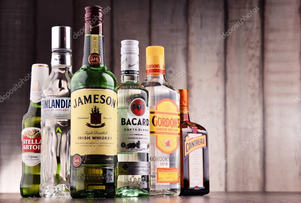 POZNAN, POLAND - MAY 17, 2017: Worldwide some 2 billion people use alcohol, one of the most widely used recreational drugs on earth, with yearly consumption of over 6 liters of pure alcohol per person