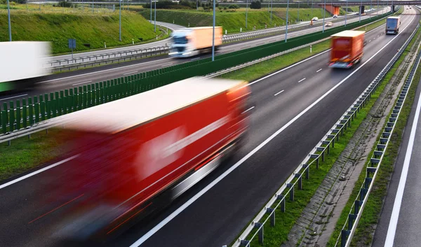 Trucks on four lane controlled-access highway in Poland — Stock Photo, Image