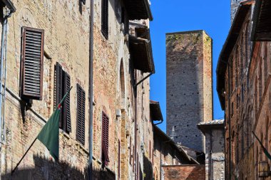 Tuscany, İtalya 'da San Gimignano mimarisi