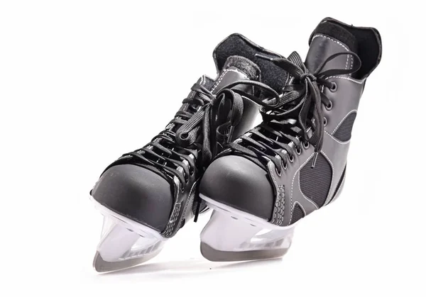 双冰上曲棍球冰鞋上白色孤立 — 图库照片