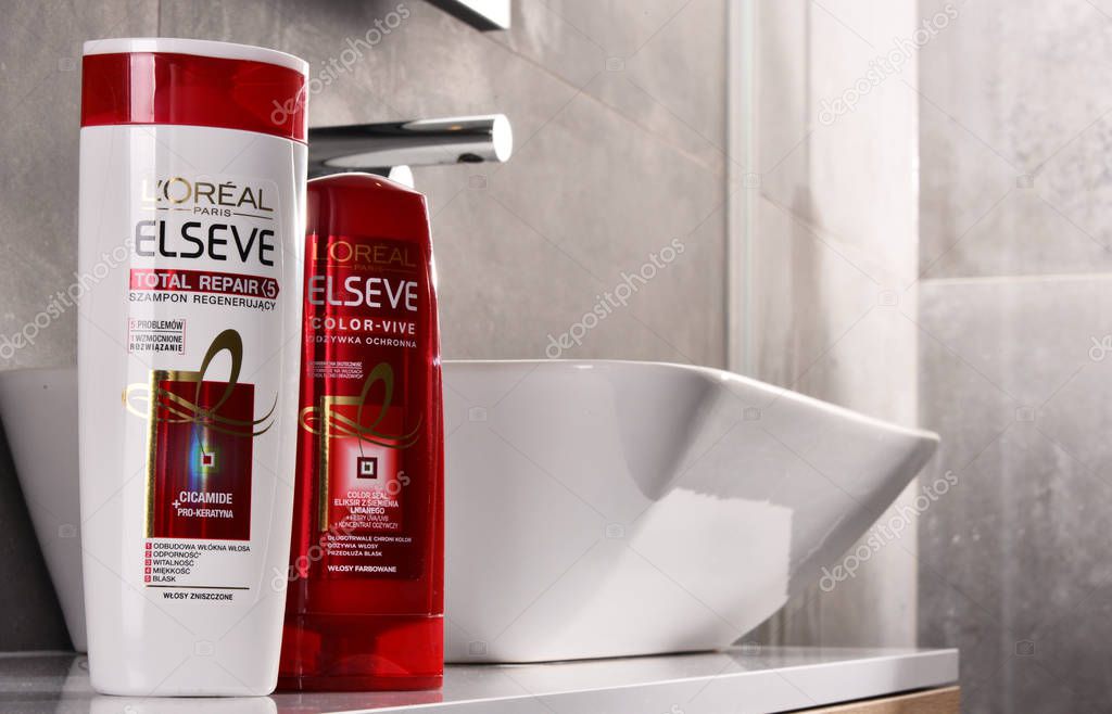POZNAN, POLAND - NOV 10, 2017: L'Oreal S.A. is a French cosmetics company headquartered in Clichy, Hauts-de-Seine. It is the world's largest cosmetics producer.