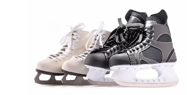 Patines de hockey sobre hielo y patines de figura aislados en blanco —  Fotos de Stock
