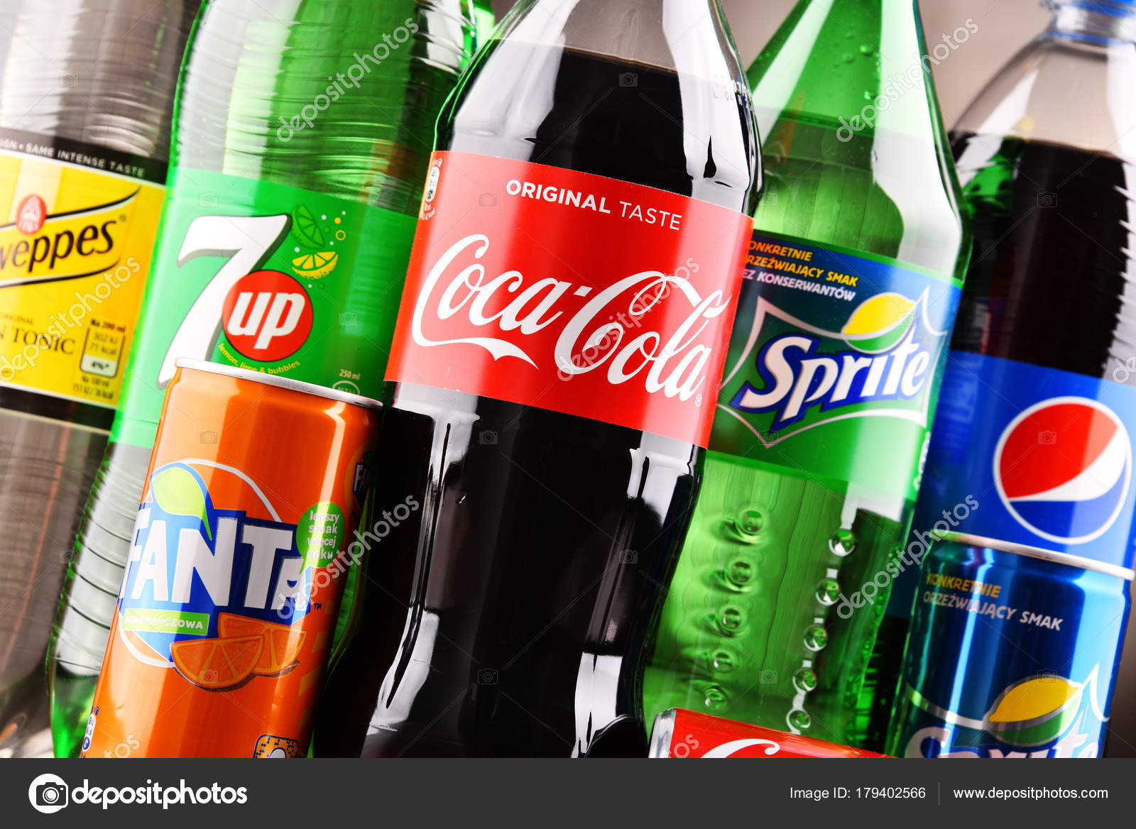Bottles of global soft drink brands Stock Editorial Photo