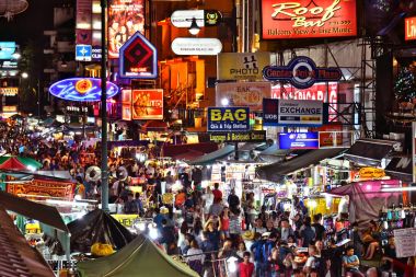 Khaosan Road gece, Bangkok, Tayland