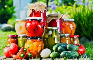 Kavanoz turşu sebze ve meyve bahçesinde