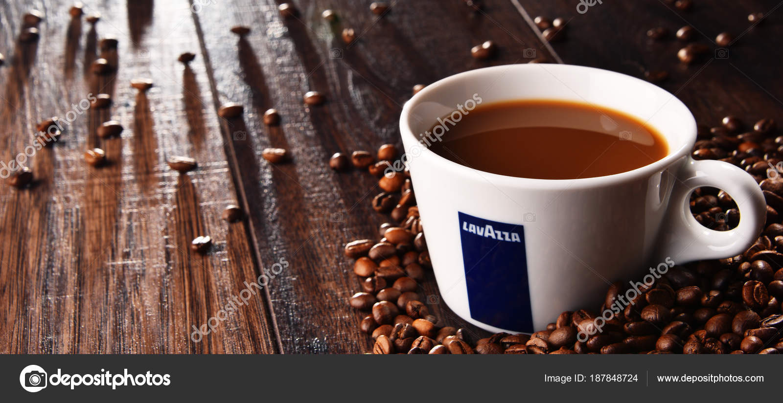 Composition With Cup Of Lavazza Coffee And Beans Stock Photo - Download  Image Now - Lavazza, Coffee - Drink, Coffee Crop - iStock