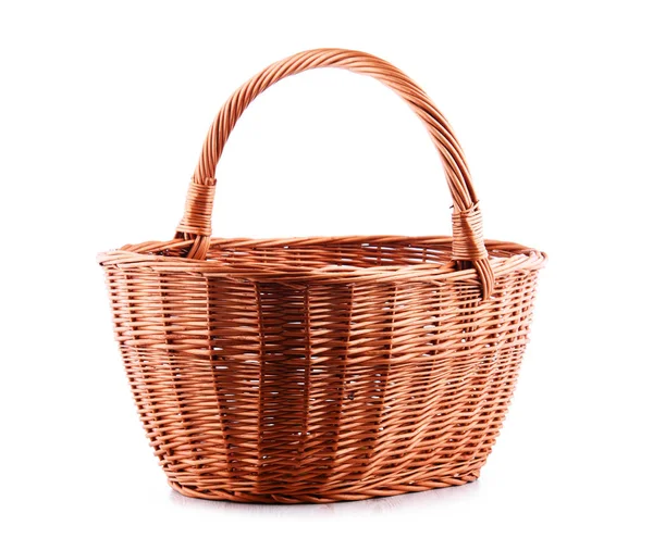 Empty wicker basket isolated on white — Stock Photo, Image