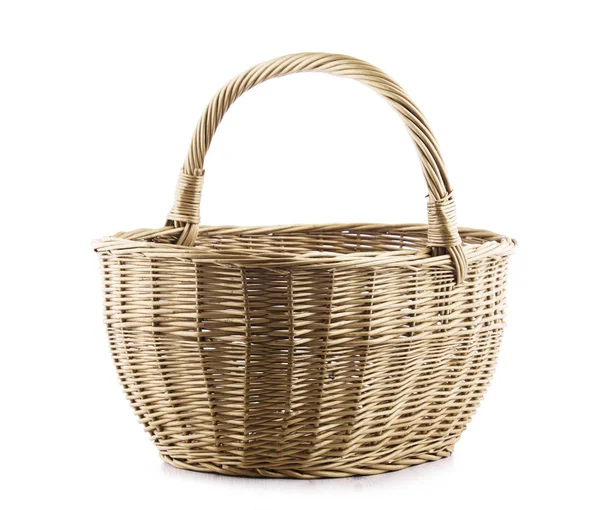 Empty wicker basket isolated on white — Stock Photo, Image