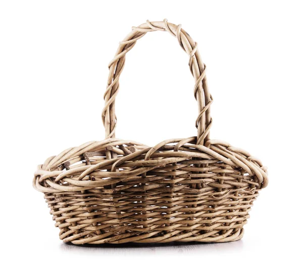 Empty wicker basket isolated on white — Stock Photo, Image