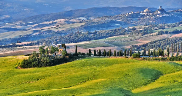 Landschapsmening van Val d'Orcia, Toscane, Italië — Stockfoto