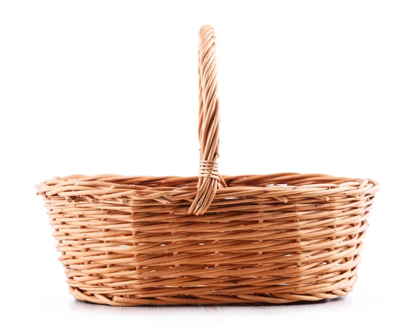 Empty wicker basket isolated on white — Stock Photo, Image