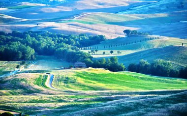 Manzaralı Val d'Orcia, Toskana, İtalya