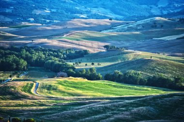 Manzaralı Val d'Orcia, Toskana, İtalya