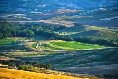 Manzaralı Val d'Orcia, Toskana, İtalya