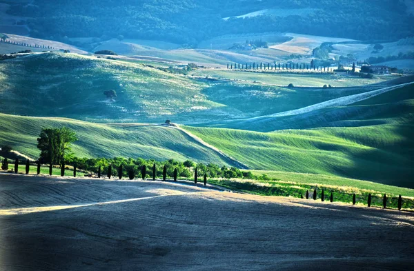 Liggande Över Val Orcia Toscana Italien Unescos Världsarvslista — Stockfoto
