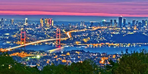 Panoramik Istanbul Boğaziçi Köprüsü ile — Stok fotoğraf