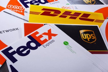 Envelopes of popular courier services clipart