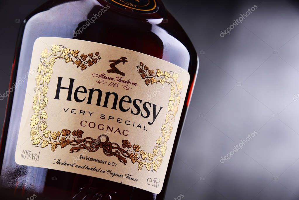 POZNAN, POL - MAY 3, 2018: Bottle of Hennessy, a brand of famous cognac from Cognac, France