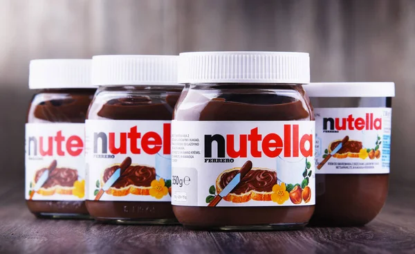 Poznan Pol Oct 2019 Jars Nutella Merek Populer Dari Sebaran — Stok Foto