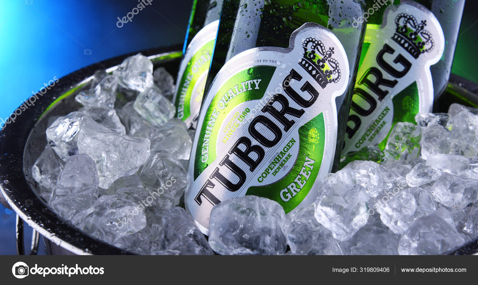 Bottles of Tuborg Beer in bucket with crushed ice – Stock Editorial ...