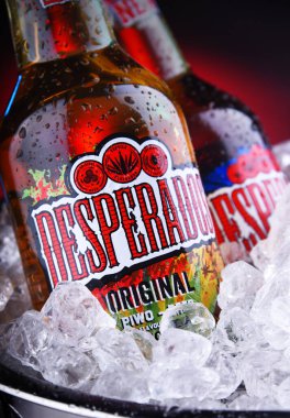 Bir şişe Desperados birası ve ezilmiş buz.