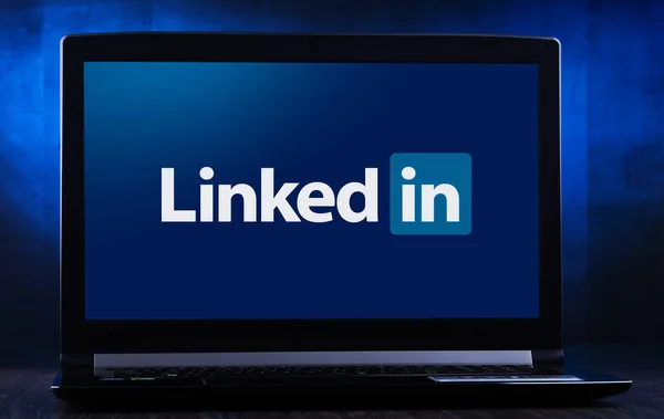 Λογότυπο οθόνης laptop του Linkedin — Φωτογραφία Αρχείου