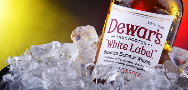 Láhev dewarové míchané skotské whisky v kbelíku s ledem — Stock fotografie