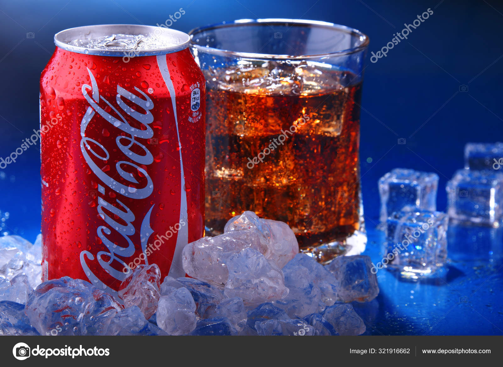 Can Of Cocacola On Ice Stock Photo - Download Image Now - Cola