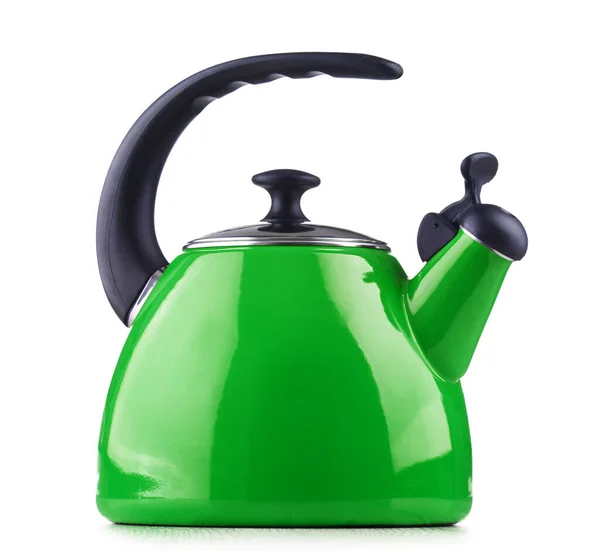 Traditional stainless steel stovetop kettle with whistle — Stock Photo, Image