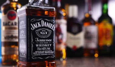 Çeşitli küresel içki markaları şişe