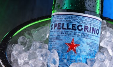 Bottle of San Pellegrino mineral water clipart