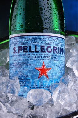 Bottle of San Pellegrino mineral water clipart