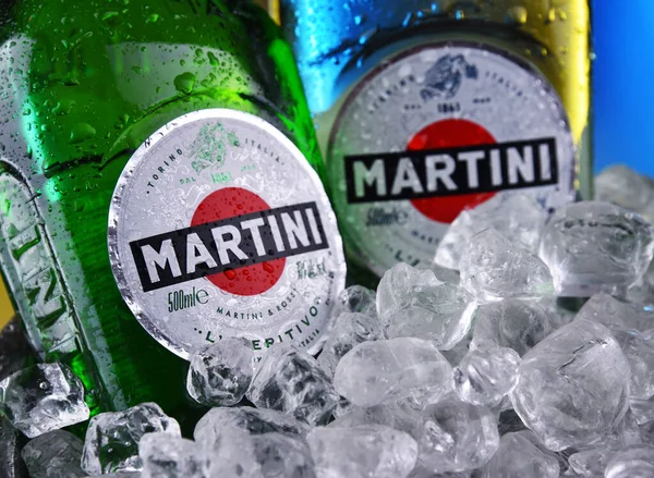 Bouteilles de Martini, célèbre vermouth italien — Photo