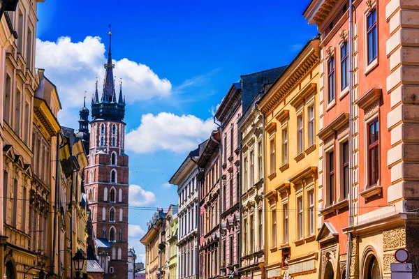 Historic architecture of Florianska street in Krakow, Poland — Stock Photo, Image