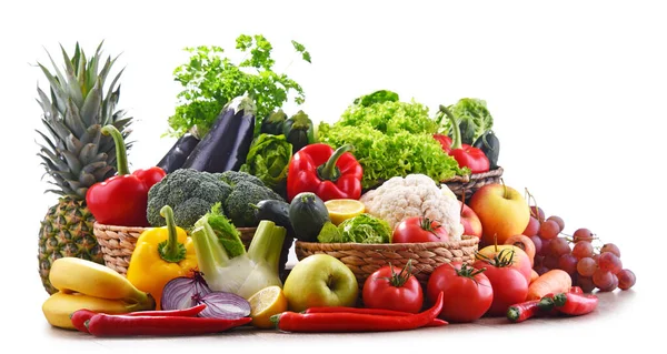 Состав из разнообразных органических овощей и фруктов Стоковая Картинка