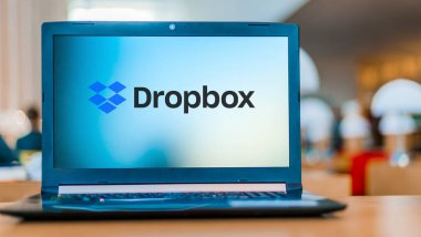 Dropbox logosunu gösteren dizüstü bilgisayar