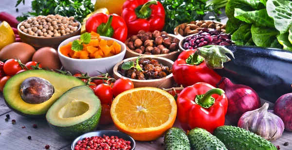 Assorted organic food products on the table — Stock Photo, Image