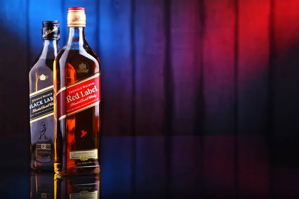 Bottles of Johnnie Walker whisky — Stock Photo, Image