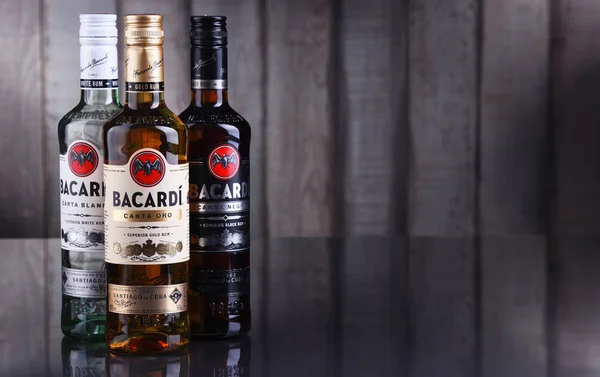 Three bottles of Bacardi rum — 스톡 사진