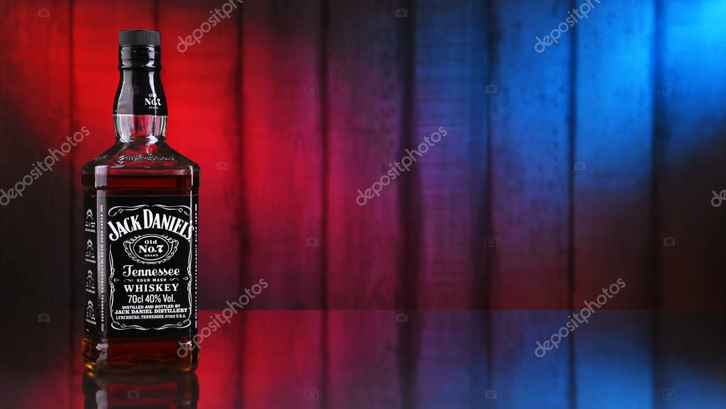 POZNAN, POL - SEP 5, 2019: Bottle of Jack Daniel's, a brand of the best selling American whiskey in the world,  produced by the Jack Daniel Distillery and owned by the Brown-Forman Corporation since 1956
