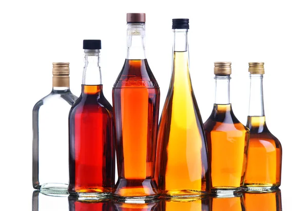 Bottles of assorted alcoholic beverages. — Stock Photo, Image