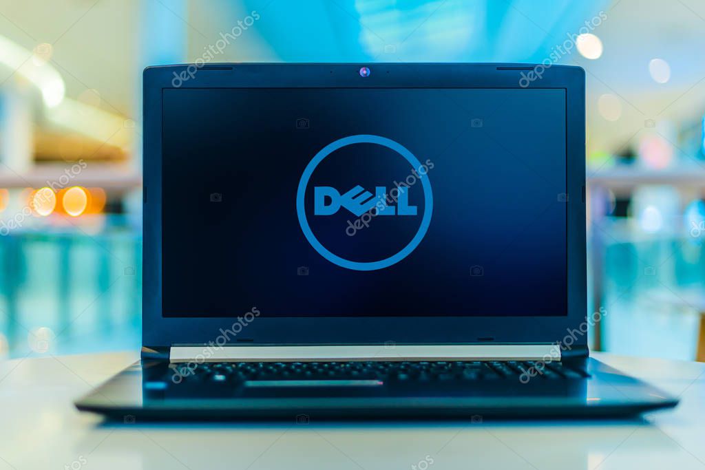 POZNAN, POL - JAN 30, 2020: Laptop computer displaying logo of Dell, an American multinational computer technology company that develops, sells, repairs, and supports computers and related products and services