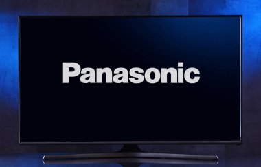 Düz ekran TV seti Panasonic logosu görüntüleme