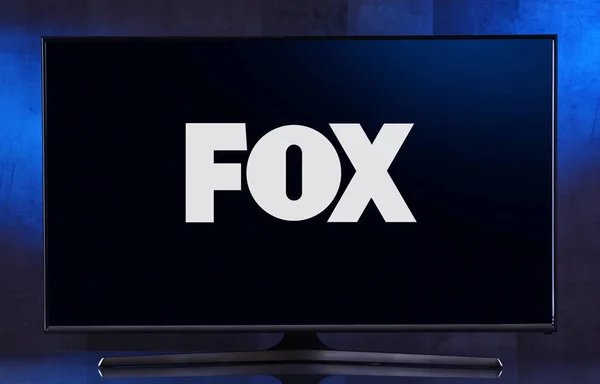 Síkképernyős TV-készülék a Fox emblémájával — Stock Fotó