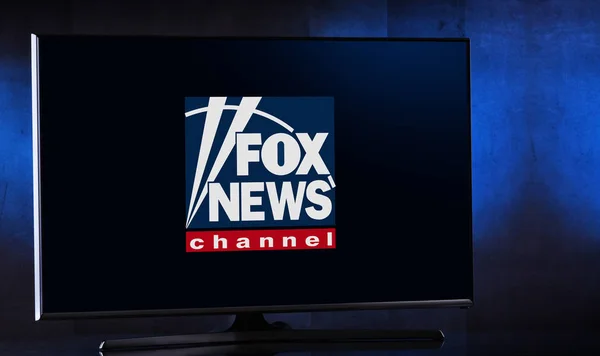 Flat-screen TV set displaying logo of Fox News — Stock Photo, Image
