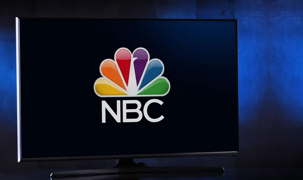 Flachbildfernseher mit Logo von nbc — Stockfoto