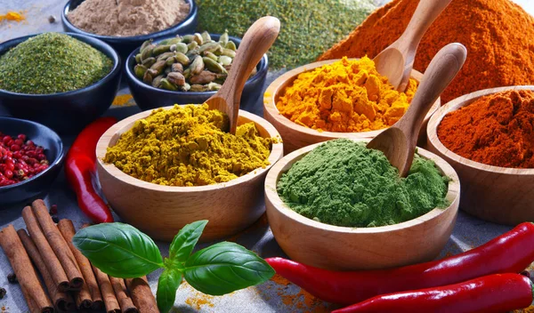 Variety Spices Kitchen Table — Stock Photo, Image