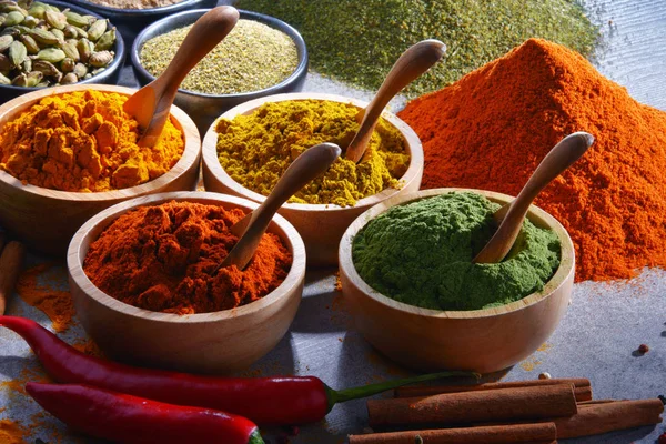 Variety Spices Kitchen Table — Stock Photo, Image