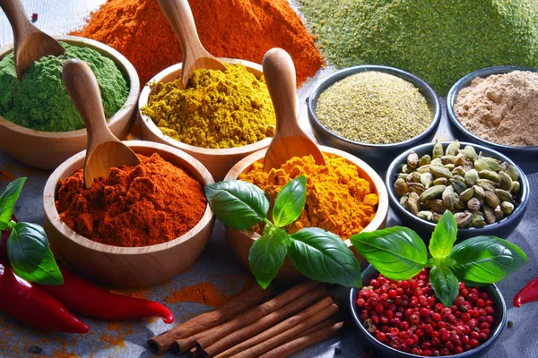 Variety Spices Kitchen Table — Stock Photo, Image